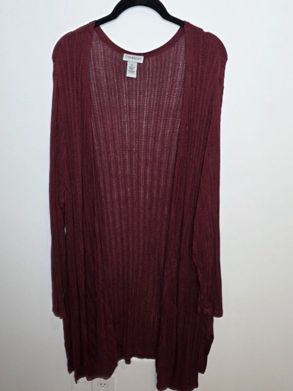 Lightweight Wine Red Long Cardigan